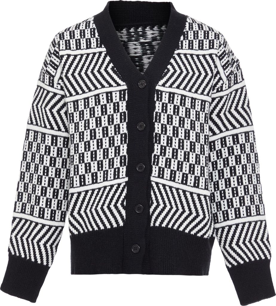 FENIA damen pullover - schwarz weiss kariert, XS/S
