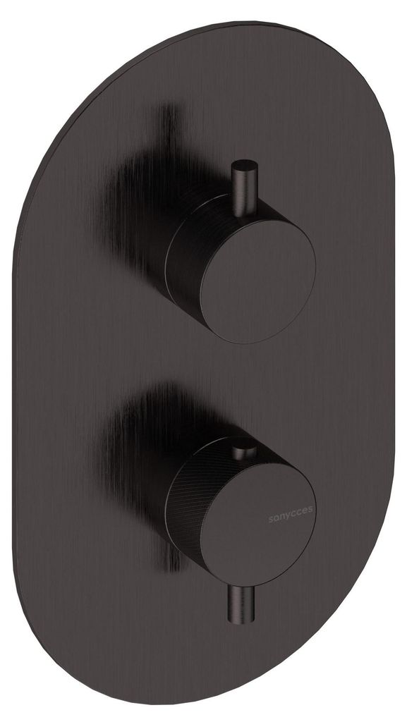 SANYCCES LOOP K Unterputz 2-3-Wege-Duschbrausebatterie mit Thermostat, schwarz metallisch
