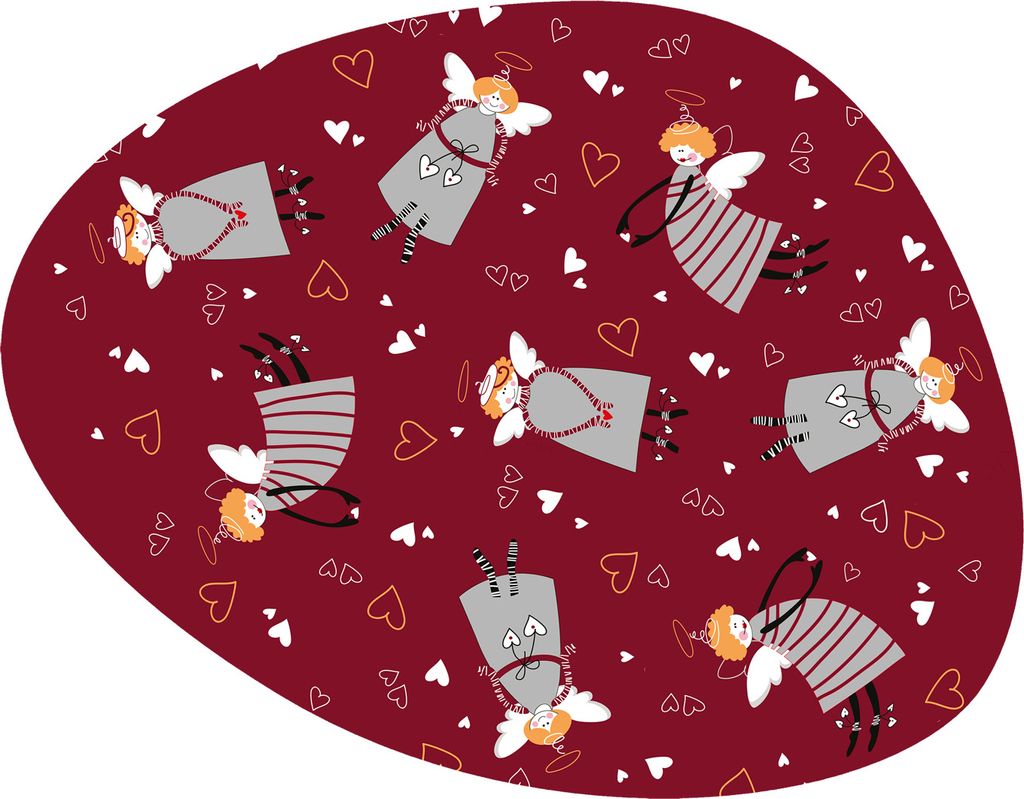 Bertoni Filz Untersetzer Angel Red 36×32 cm – hitzebeständige Küchenunterlage bis 120 °C, 4 mm, dekorative ovale Tischmatte für heiße Töpf...