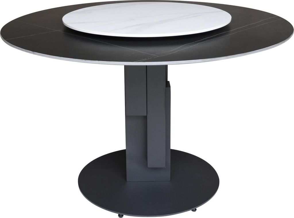 FURNLUX Esstisch Modig Marmor Schwarz Und Marmor Weiss Und Schwarz 120cm / Hauptfarbe: Schwarz / Abmessungen: 120 x 75 x 120 cm