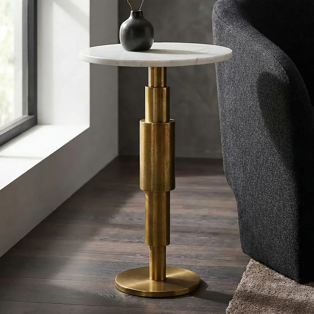 Tavolino Moderno FineBuy Marmo e Metallo | Arredo Soggiorno Elegante