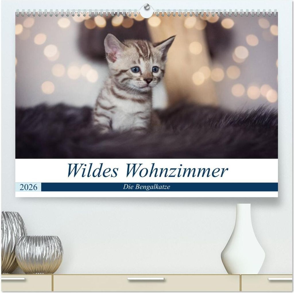 Wildes Wohnzimmer - Die Bengalkatze (hochwertiger Premium Wandkalender 2026 DIN A2 quer), Kunstdruck in Hochglanz
