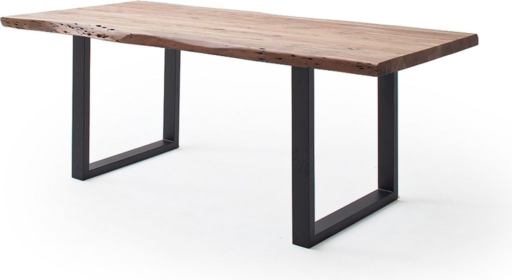 Baumkantentisch >Calabria< in Akazie natur / anthrazit - 200x79,5x100 (BxHxT)