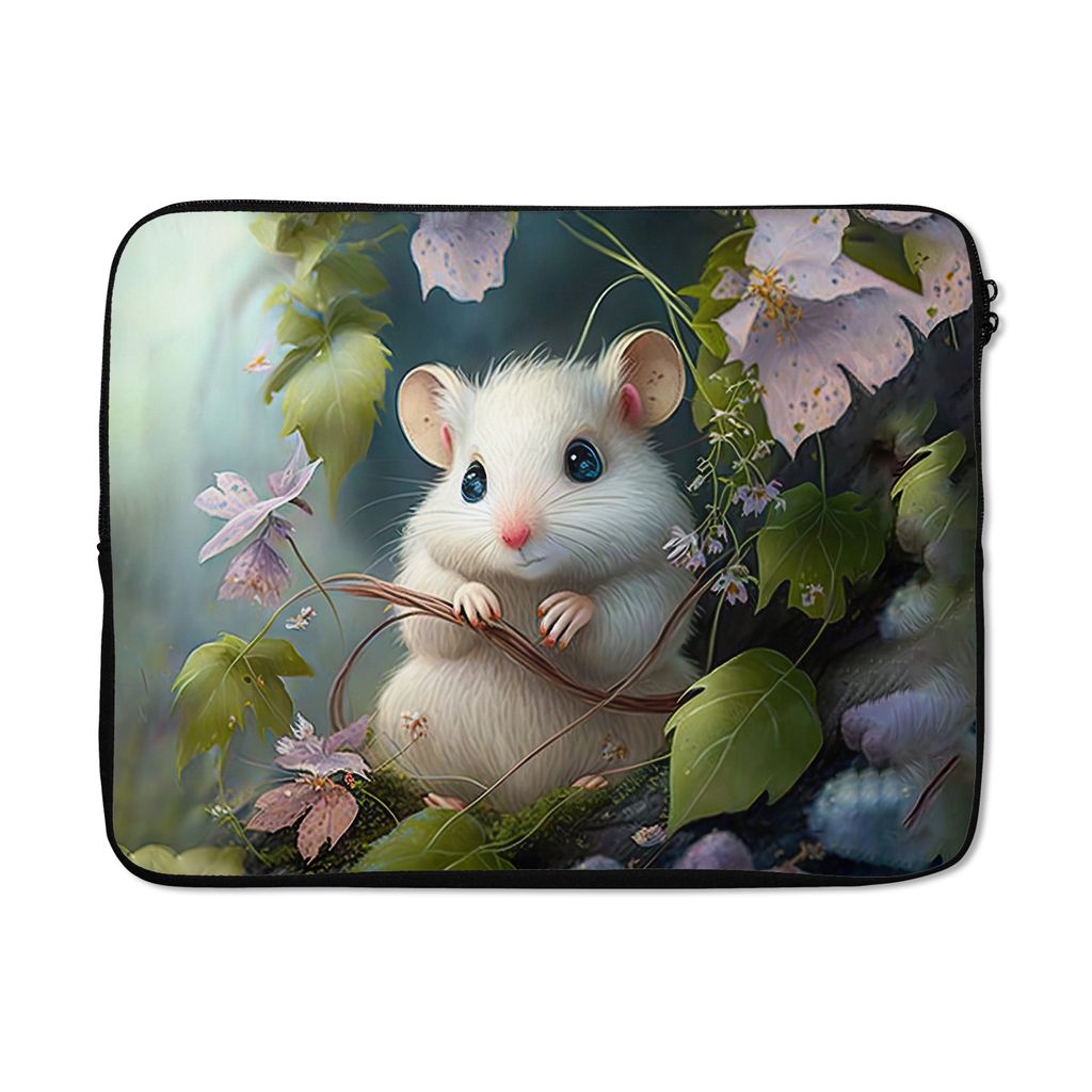 MuchoWow Laptop Hülle 15 Zoll Maus - Wald - Blumen - Illustration - Waldtiere Laptoptasche - Laptoptasche - Sleeve - Rundum-Schutz