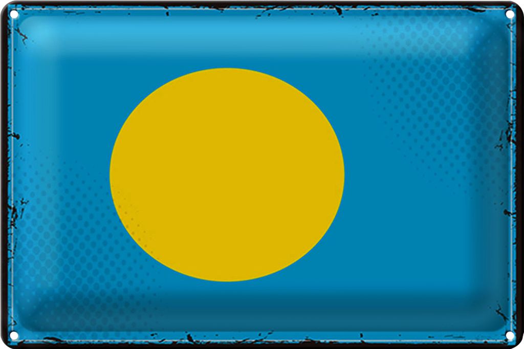 Blechschild Flagge Palau 30x20cm Retro Flag of Palau
