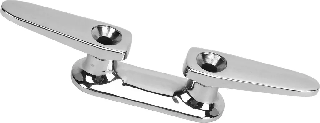 Taquet inox 316 poli miroir 10 pouces, base ouverte pour câble de quai