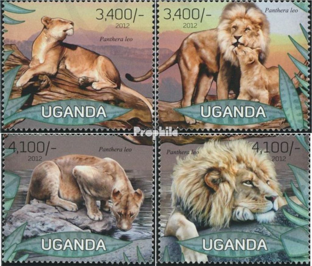 Briefmarken Uganda 2012 Mi 2979-2982 (kompl.Ausg.) postfrisch Fauna