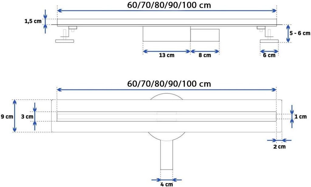 Duschwand Für Badewanne VBChome Duschrinne Ultra Slim 90cm Edelstahl - Flacher Bodenablauf Mit Geruchsstop Pullover Clips