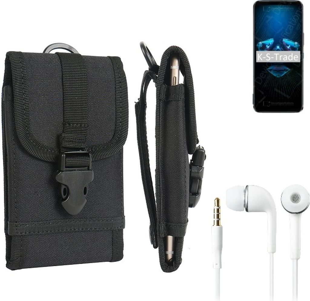 K-S-Trade Holster Schutz Hülle kompatibel mit Kyocera DuraForce Ultra 5G Gürteltasche Handy Hülle Tasche outdoor Seitentasche schwarz 1x +