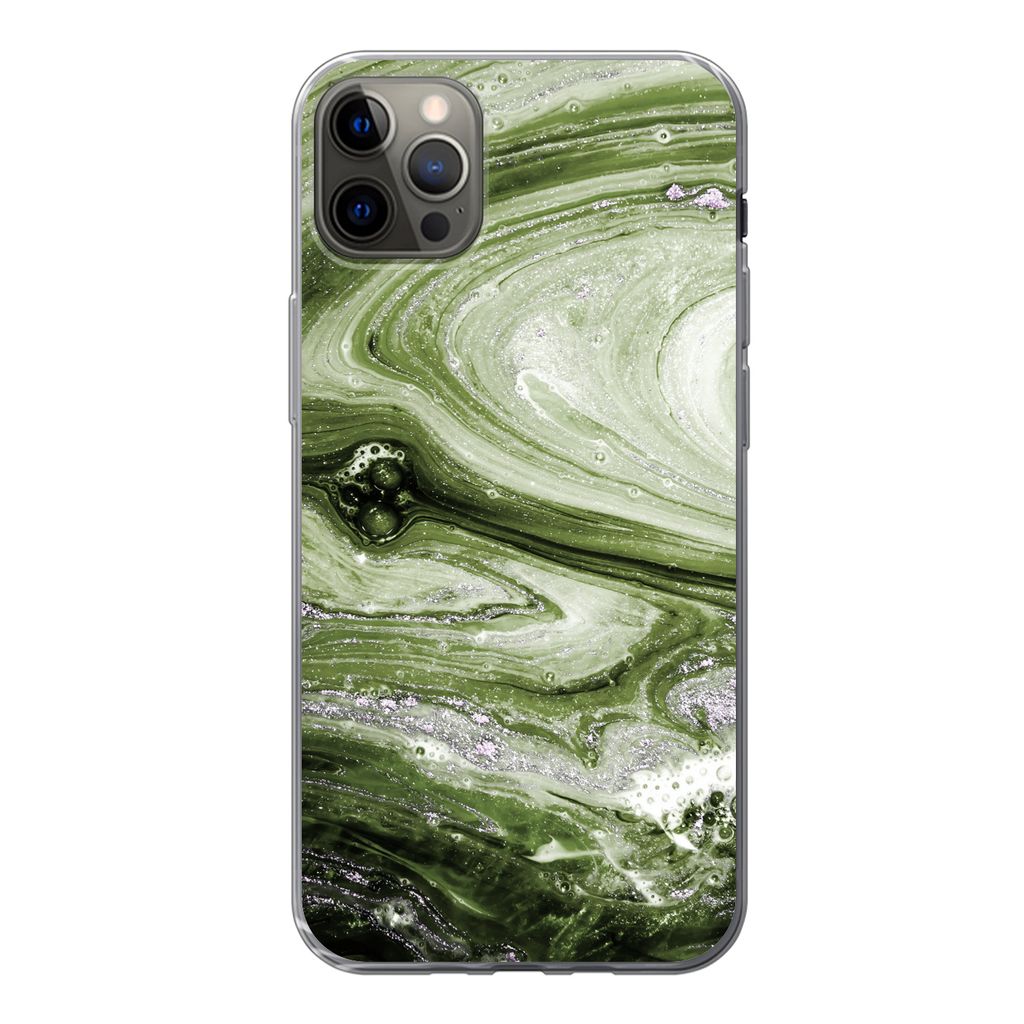MuchoWow Handyhülle Schutzhülle Hülle für iPhone 13 Pro Max Marmor - Naturstein - Kalkstein Silikon Softcase Handy Hülle - Mobiltelefon