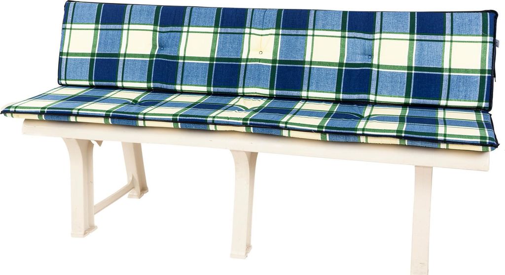 Auflage Gartenbank Elba 2-teilig 150 cm 2163 blau kariert Produktbild 