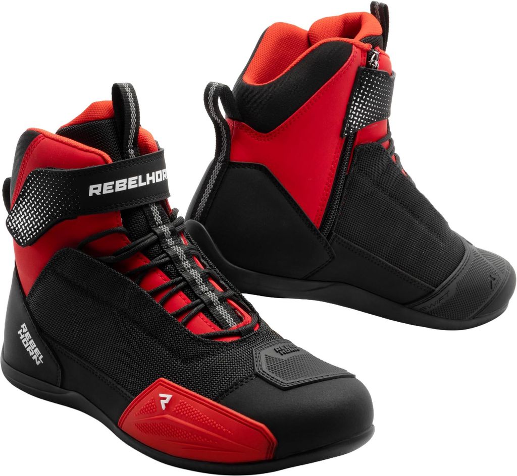 Rebelhorn Swift Motorrad Schuhe, schwarz/rot, 43
