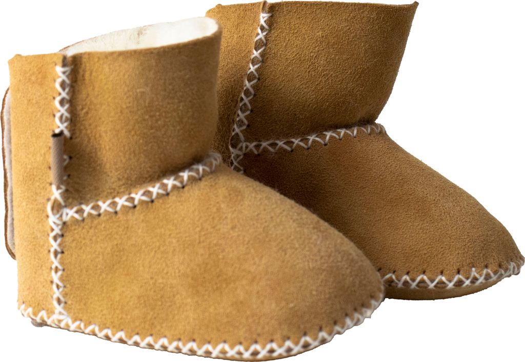 Baby Booties Modell PARIS aus Merino Lammfell mit Fersenverschluss Beige 20/21