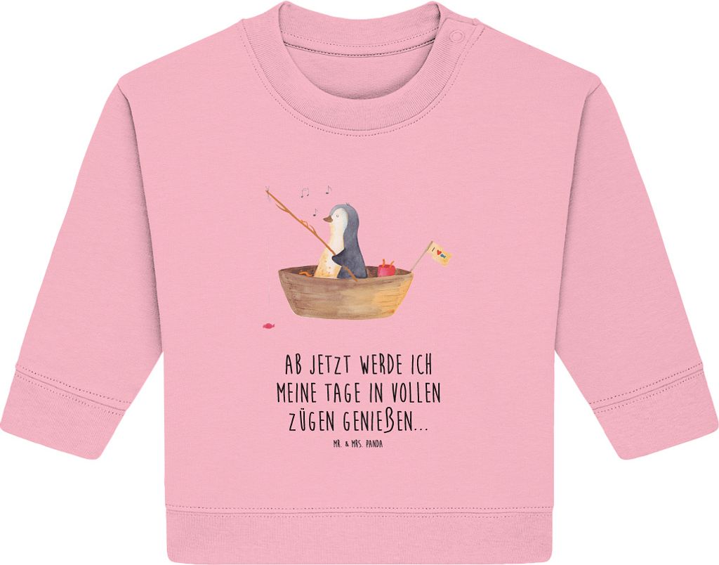 Mr. & Mrs. Panda Organic Baby Pullover Pinguin Angelboot 12. - 18. Monat - Baumwolle Pink - Geschenk, Trennung, Optimistisch, Scheidung, Bullover, ...
