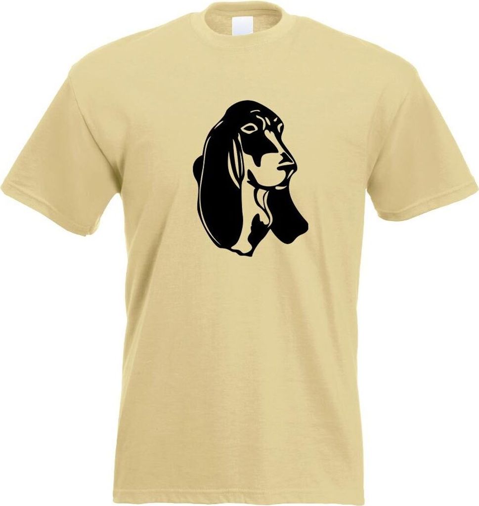Kiwistar - T-Shirt - Khaki - Basset Hound - Laufhund - Jagdhund Motiv Bedruckt Funshirt Design Print - mit Motiv Bedruckt - Funshirt Design - Sport...