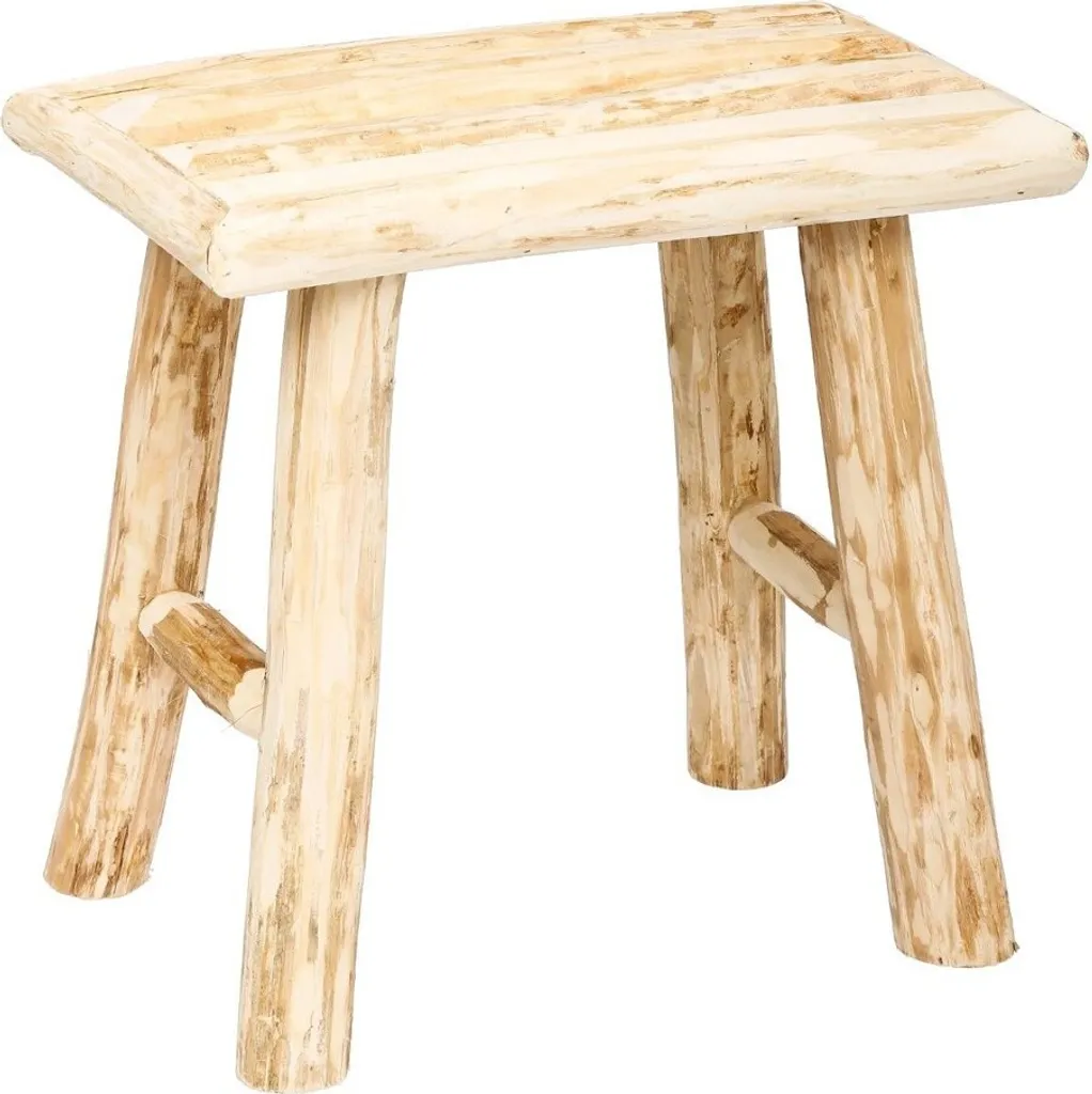 Tabouret en bois massif style chalet - Petit meuble d'appoint naturel