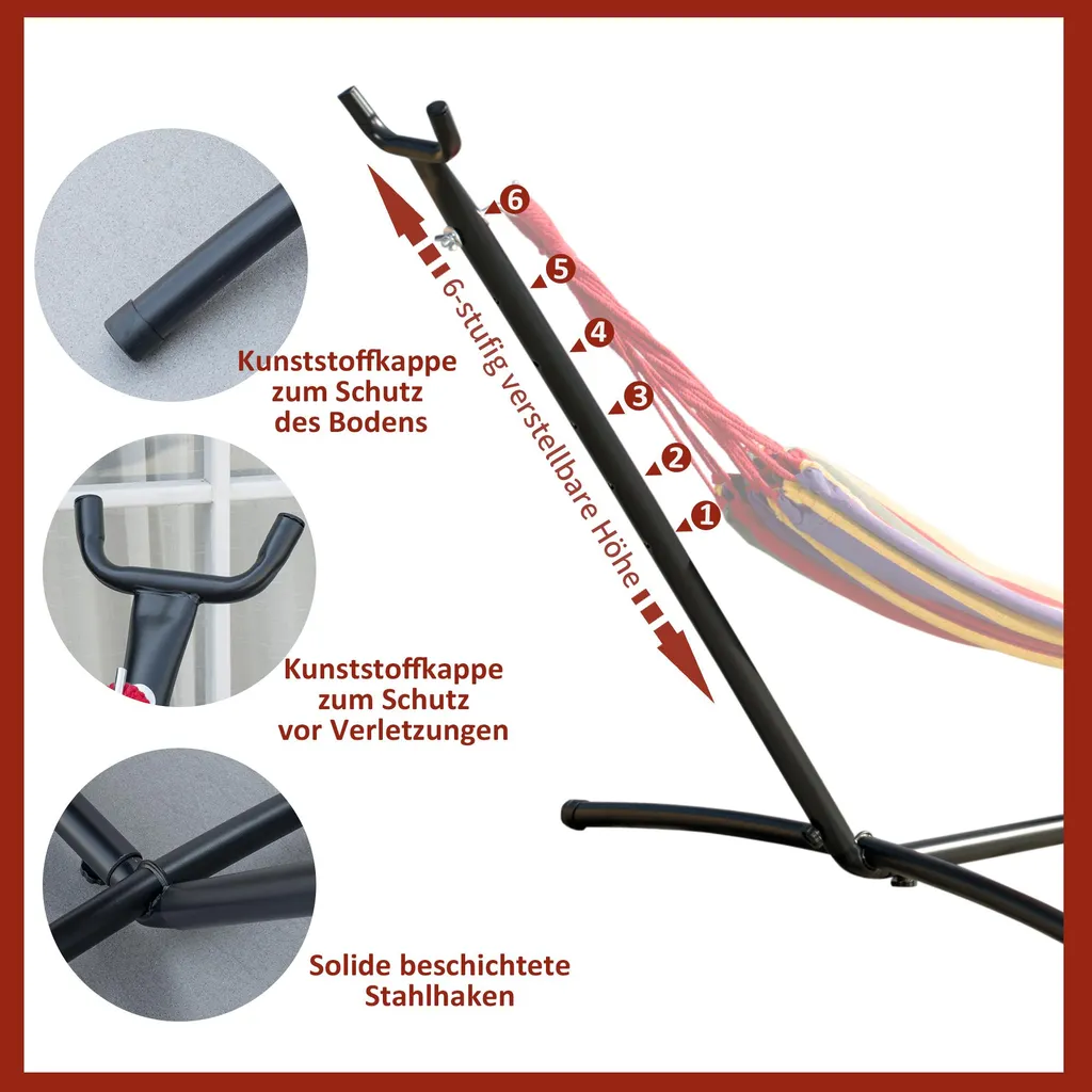Support de Hamac pour Détente Extérieure 280cm Structure Métal Noire - 4