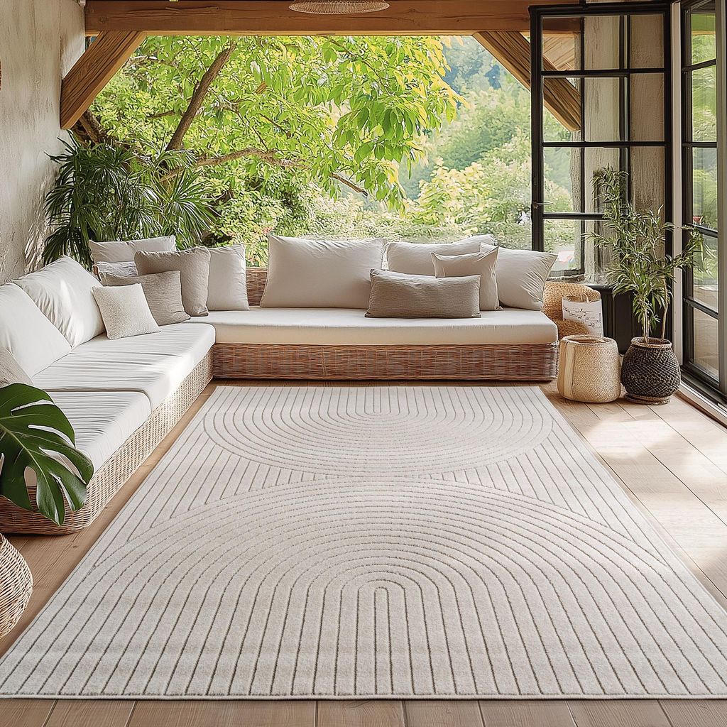 Homebyhome Outdoor Teppich Boho Stil, Wetterfest & UV-beständig, Für Balkon, Terrasse, Küche & Wohnzimmer Grösse, 160x230 cm