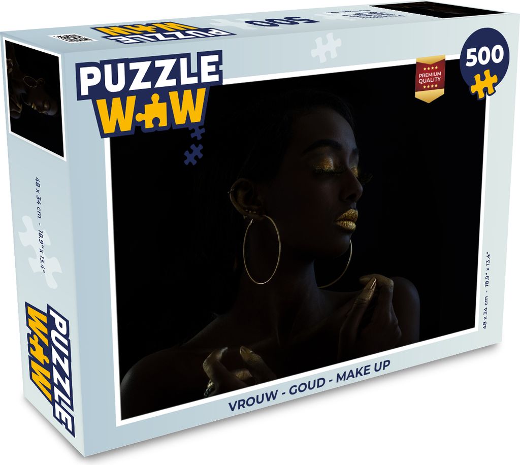 MuchoWow Puzzle 500 Teile Frau - Gold - Make-up - 500 Teile - Kinder - Selberbauen - Puzzlespiele