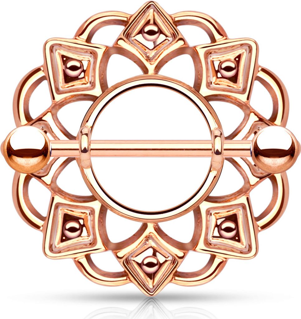 Brustwarzen Piercing 14 Karat vergoldet Nippelpiercing Brustpiercing Nipple Shield Schild Barbell rosegold