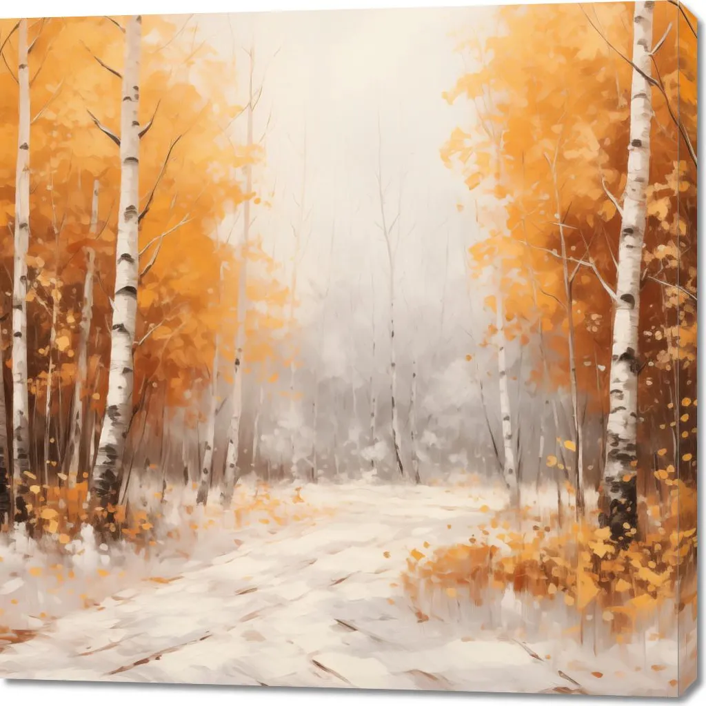Quadro Emozioni d'Autunno 100x100 | Foresta di Betulle su Tela