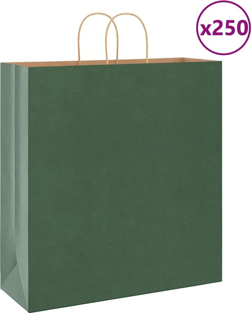 Papiertragetaschen 250 Stk. mit Henkeln Grün 45x17x48 cm