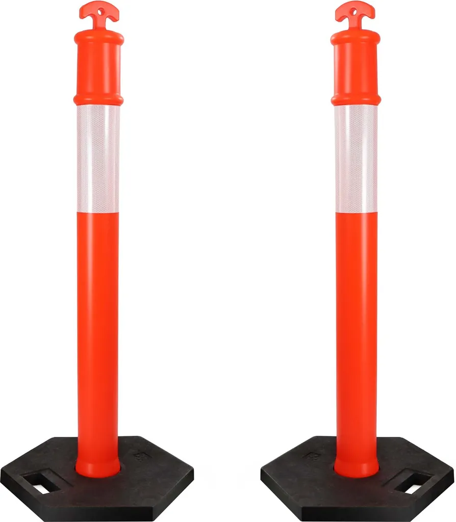 Poteau de signalisation amovible avec socle 110cm pour chantier - Lot de 2
