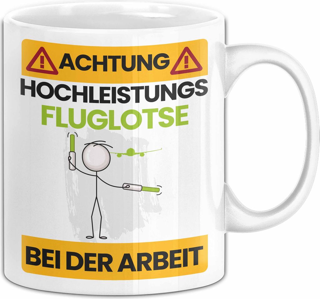 Fluglotse Tasse Geschenk Lustiger Spruch Geschenkidee für Fluglotse Achtung Hochleistungs Fluglotse Bei Der Arbeit (Weiß)