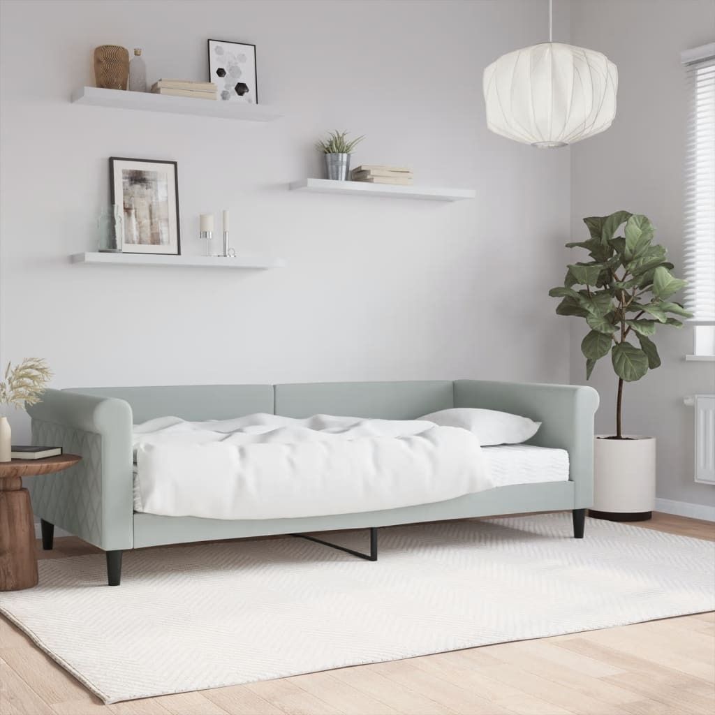 Maison Exclusive - Tagesbett mit Matratze Hellgrau 90x200 cm Samt
