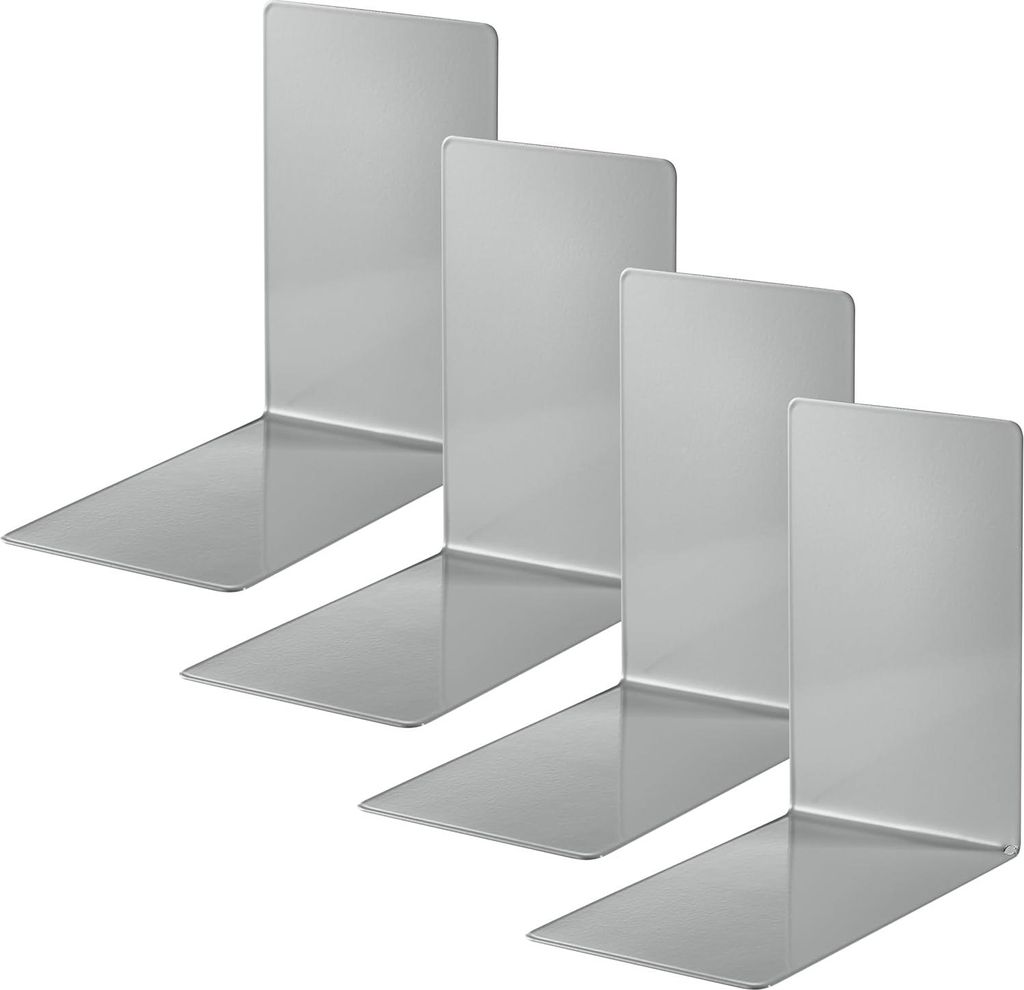 Buchstützen aus Metall - 4 Stück - Grau - 14 x 14 x 8,5 cm