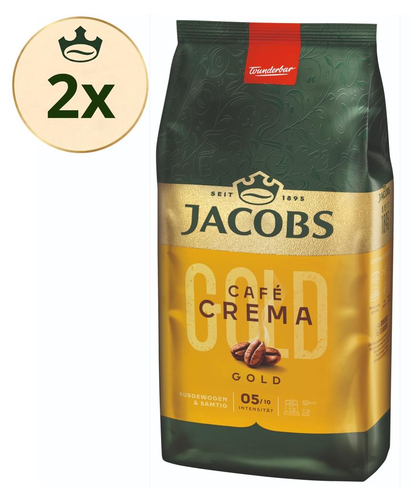 JACOBS Kaffeebohnen Expertenröstung Café Crema Gold ganze Produktbild 