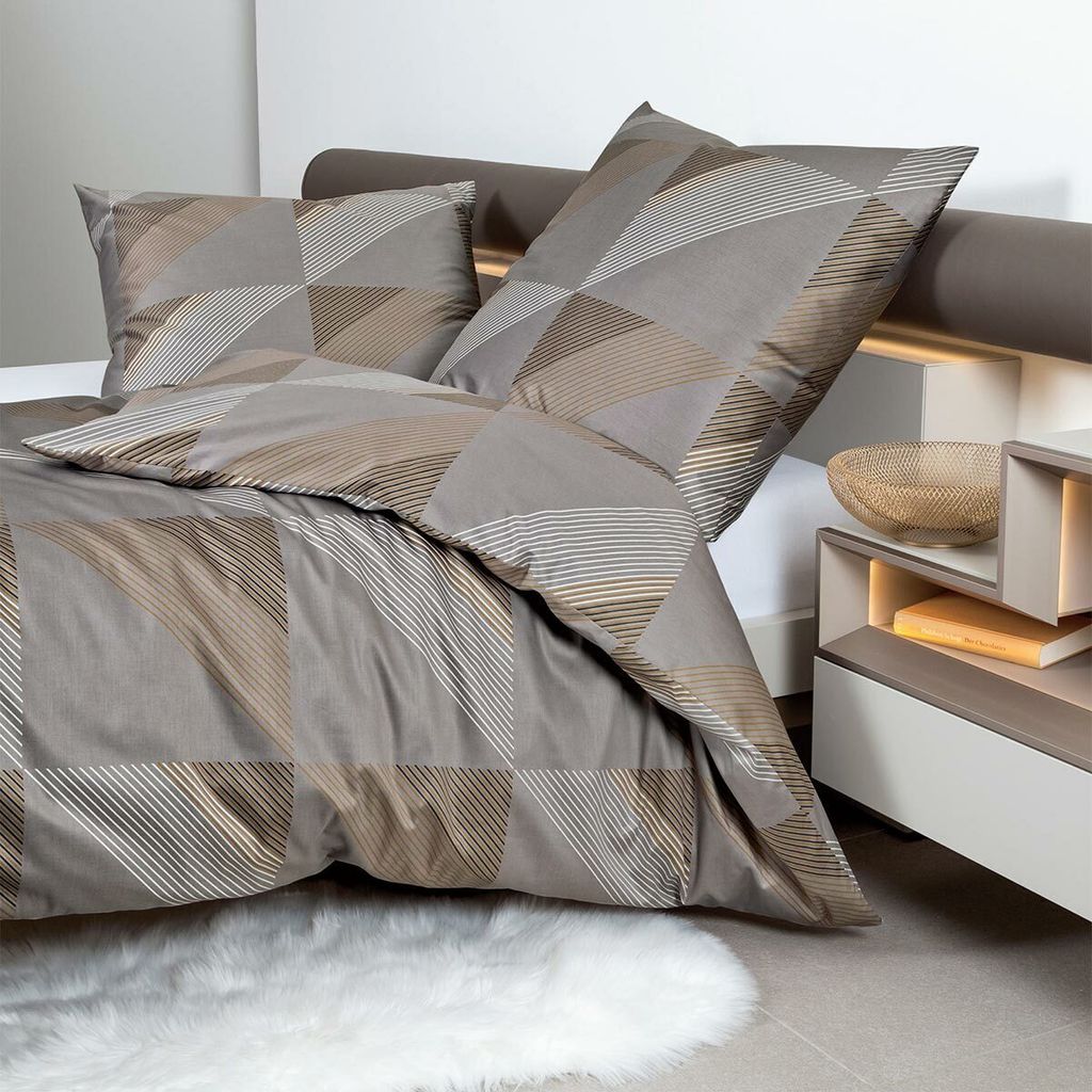 Janine Mako-Satin Bettwäsche J.D. 87065 taupe 155x220 cm + Produktbild 