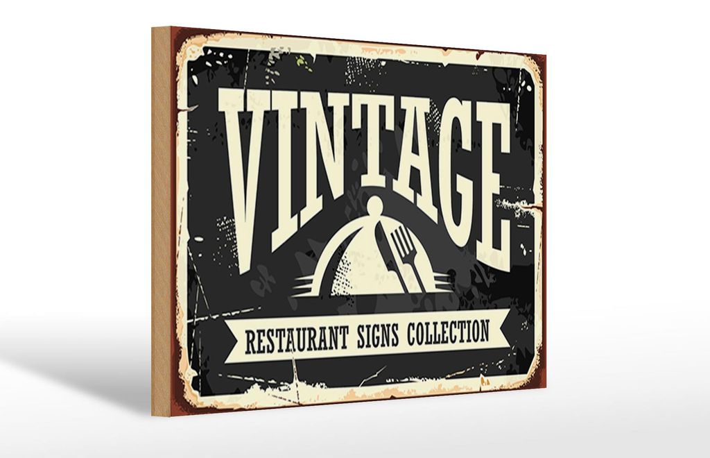Holzschild Retro 30x20cm Vintage Restaurant Essen