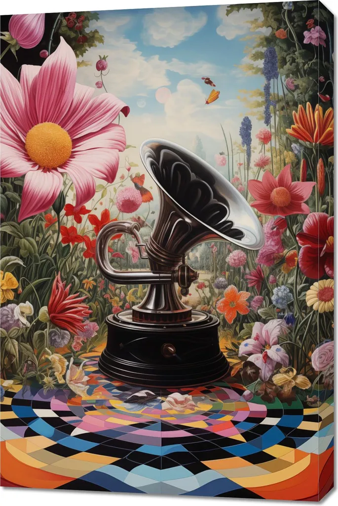 Comment habiller un mur vide ? Tableau Vinyle Fleurs 60x90 cm Élégant
