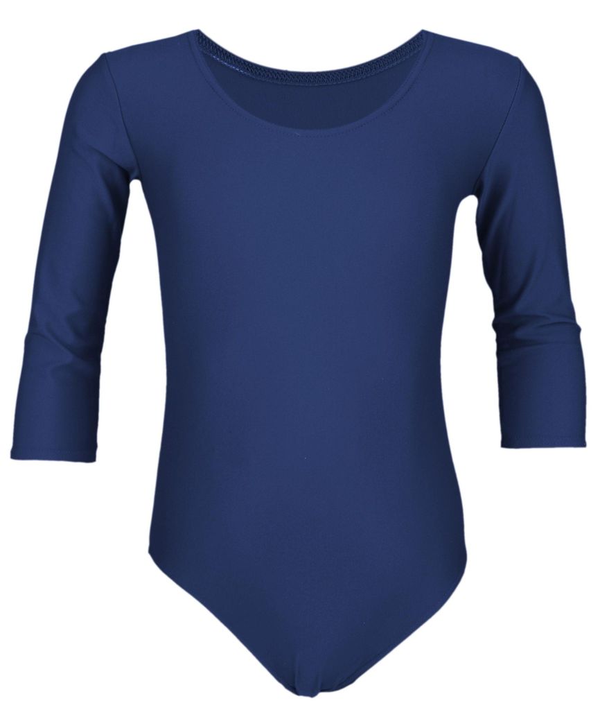 Aquarti Mädchen Ballett Trikot 3/4 Arm Gymnastik Ballettanzug, Farbe: Dunkelblau, Größe: 122
