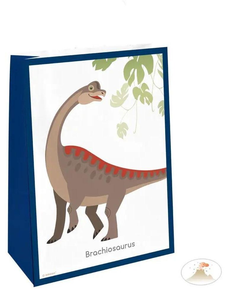 Riethmueller 4 Papiertüten mit Sticker Happy Dinosaur