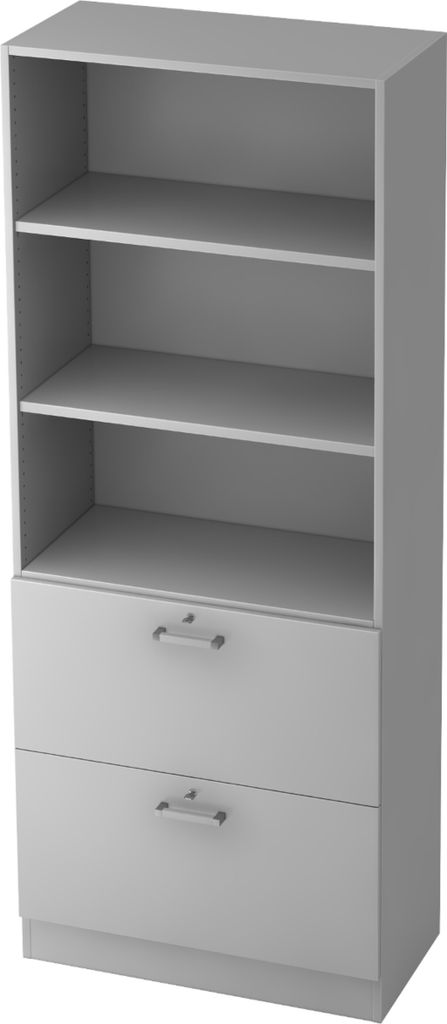 bümö office Hängeregister Kombi - 2 Schübe - Nachbildung: Grau, Griff: Chromgriff