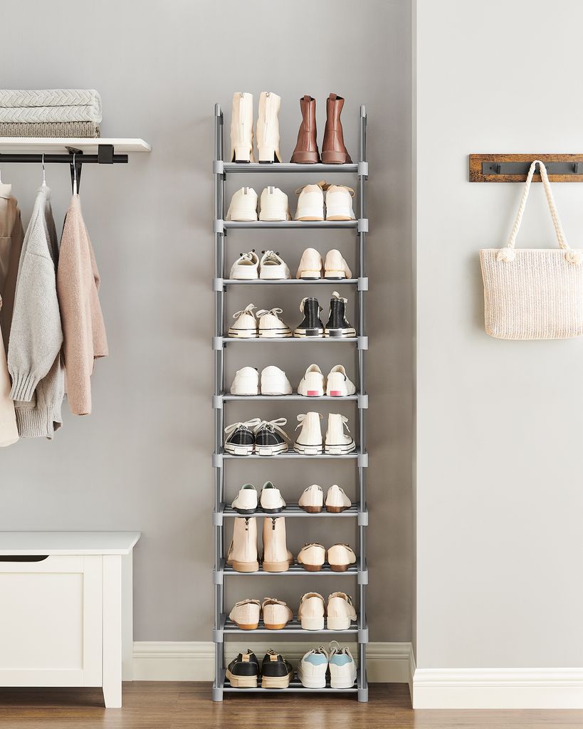 SONGMICS Botník s 10 policemi, 45 x 30 x 174 cm, velký Obrázek produktu 