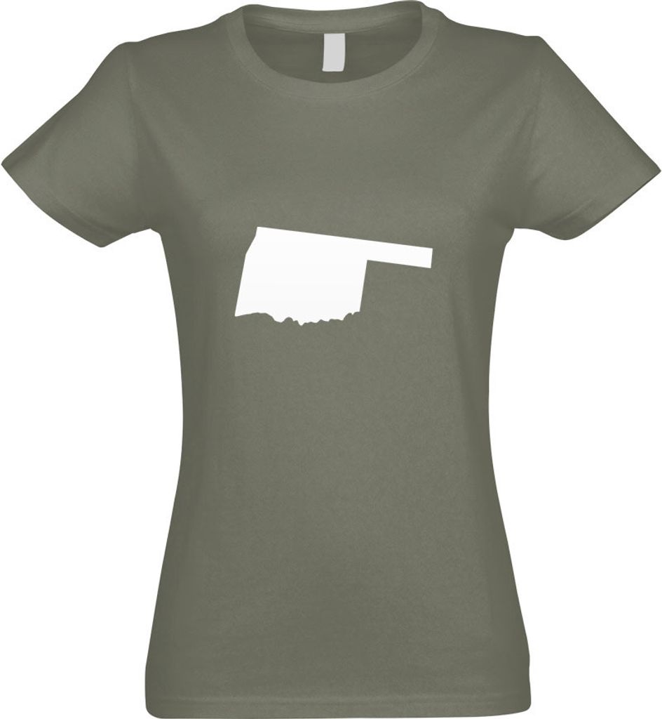 Kiwistar - T-Shirt tailliert - Damen - Olive - USA - Bundesstaat - Oklahoma - mit Motiv Bedruckt - Funshirt Design - Sport - Freizeit - Damen - M