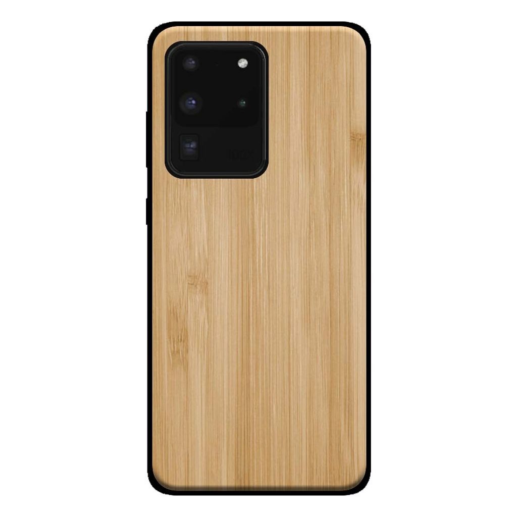 Smartphonica Handytasche für Samsung Galaxy S20 Ultra mit Holzoptik - Rückwand Bambus Kunstholzhülle - Braun