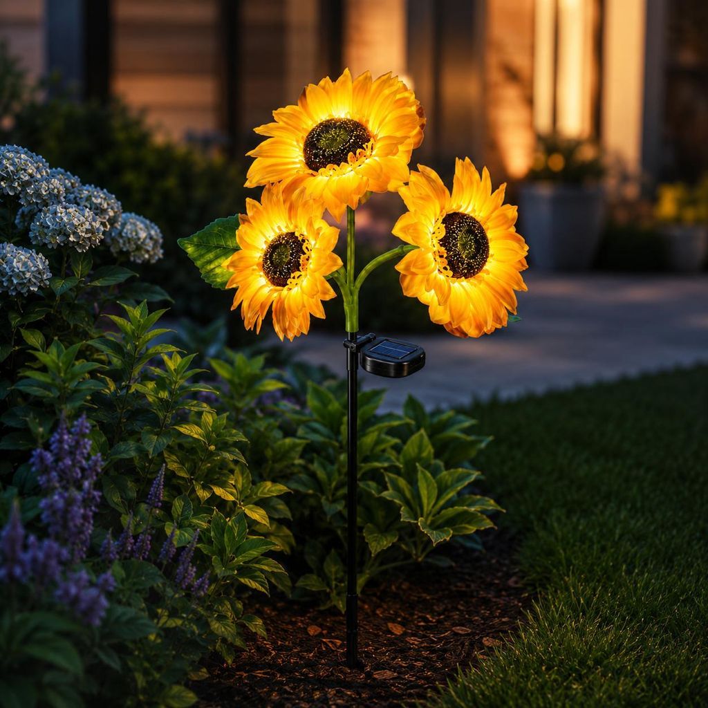Solarlampe Sonnenblume Für Außen – Bunte Gartenleuchte, Hängend Oder Stehend, Wasserdicht, Metallgehäuse, Lädt Bei Sonne Auf, 6–8 H Ladezeit, Für Terrasse, Hof, Balkon Hängende Solarleuchte