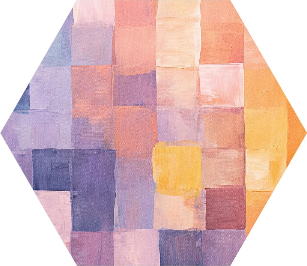 DEQORI Fototapete Sechseck 90x78 cm 'Pastellrhythmus' Wand Tapete Leinwand Sticker