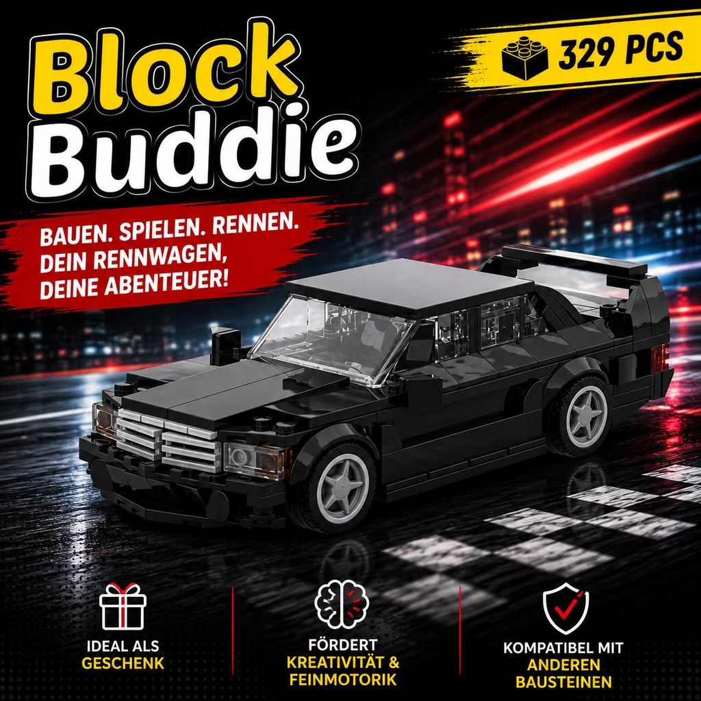 BlockBuddie™ 190E EVO2 inspirierter Sportwagen – 329 Teile Produktbild 