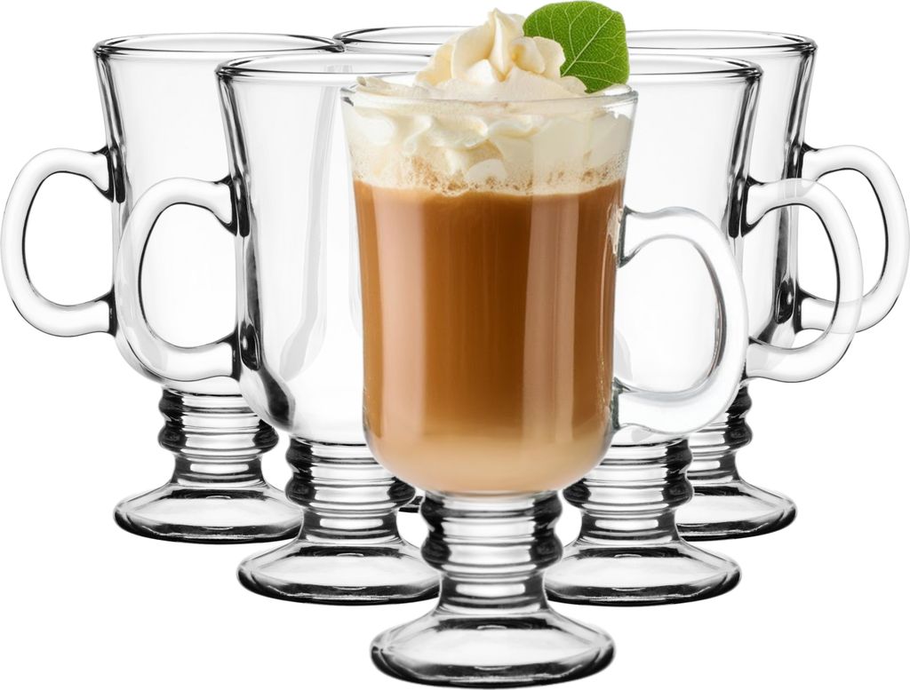 Glasmark Krosno Gläser 6er Set 0,2 Liter Kaffeegläser Teegläser Kaffee Tee Glas Irish Coffee Latte Macchiato Glühwein Gläser Glasses 6 x 200 ML