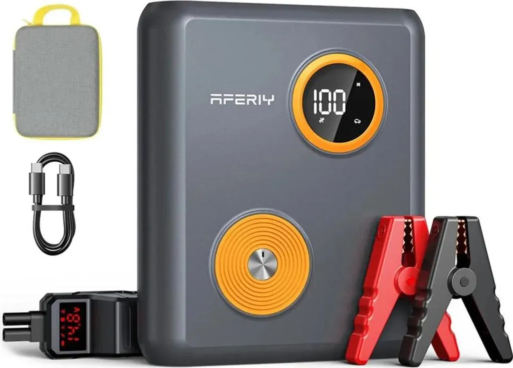 Jump Starter Voiture pour Grand Froid 2000A avec Lampe LED et Port Laptop