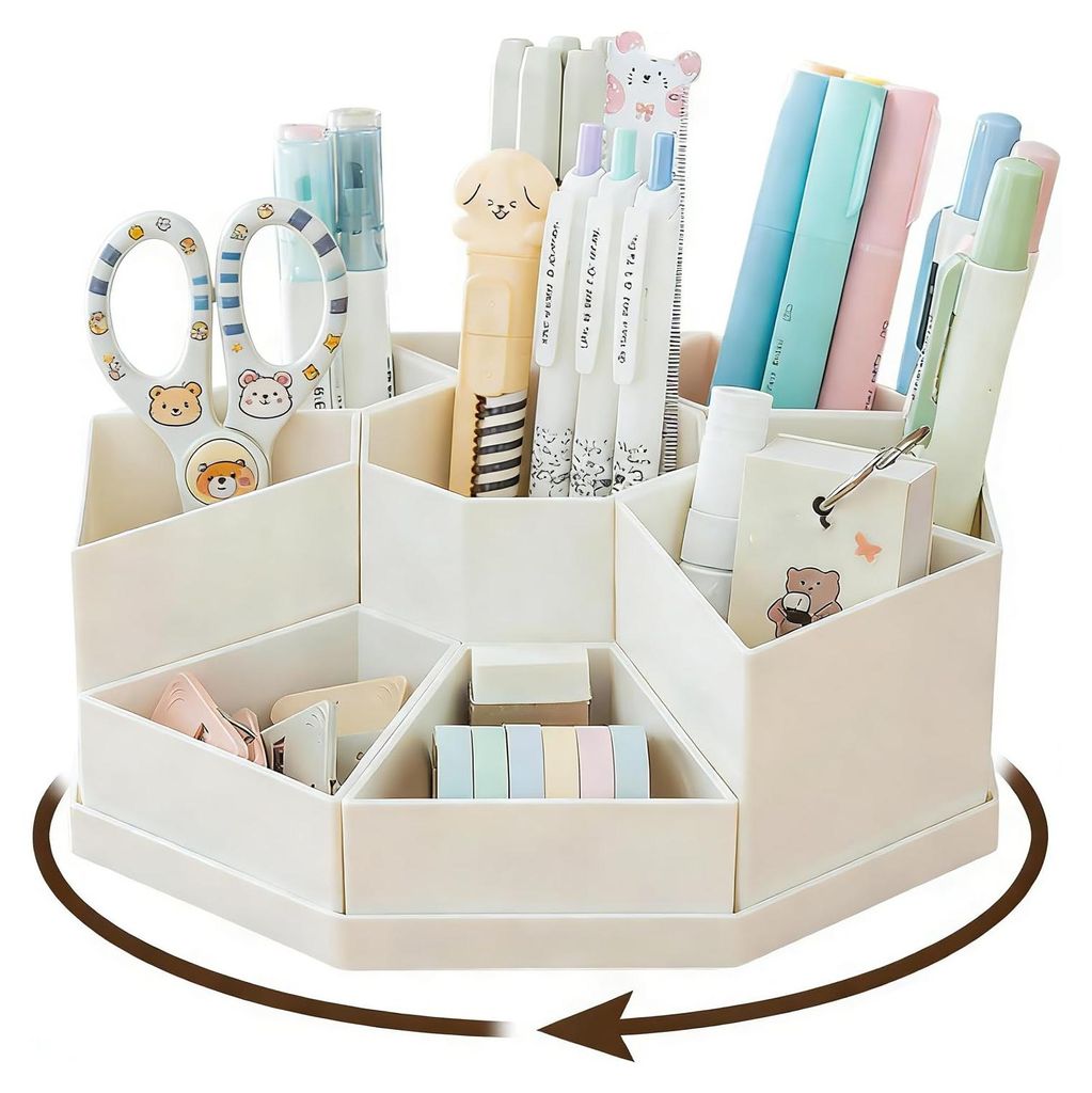 Drehbarer Stiftehalter/Schreibtischorganizer, 9 Fächer, großes Fassungsvermögen, abnehmbar, 360° drehbar, ästhetisch ansprechend, für Büro, ...