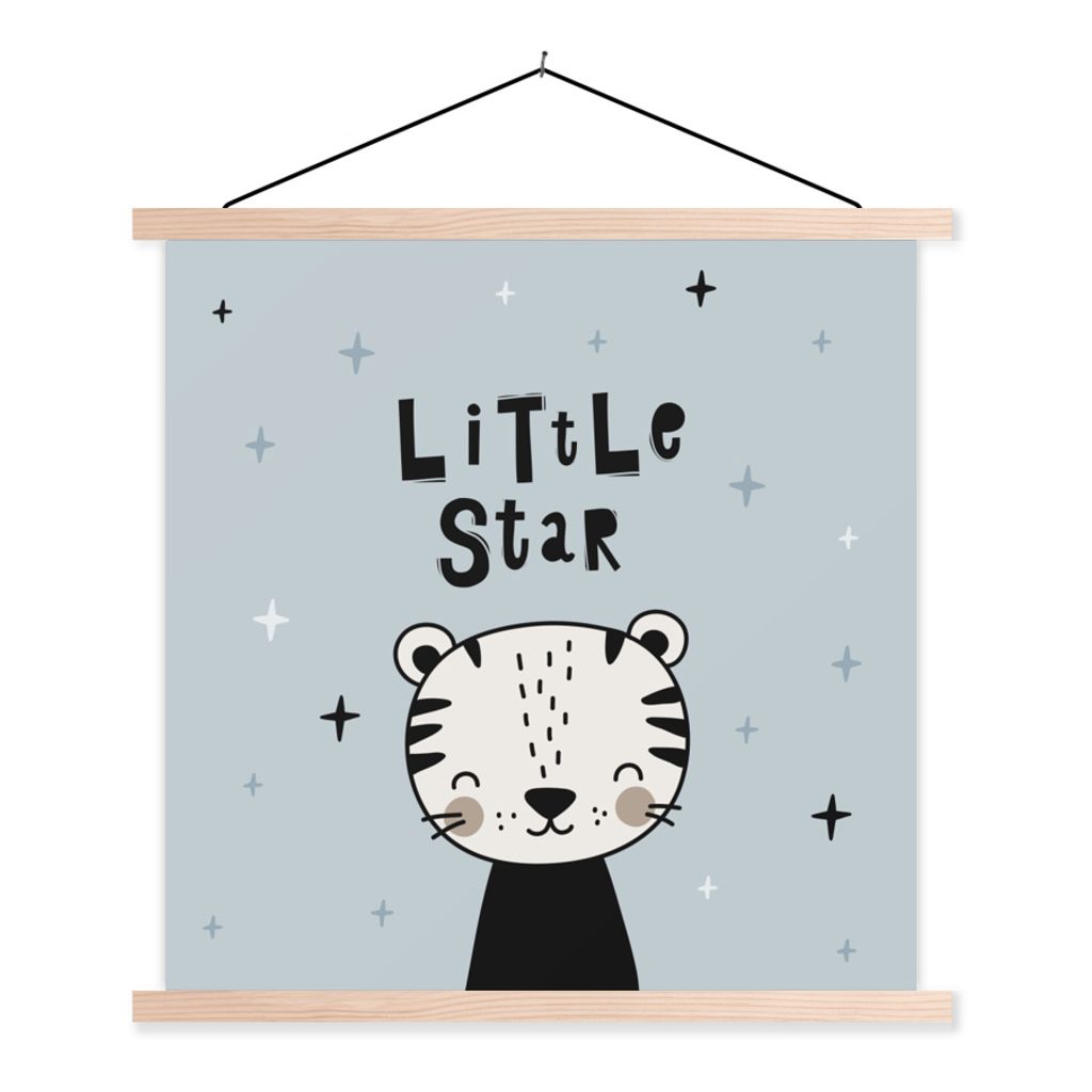 MuchoWow Textilposter Sprichwörter - Kleiner Stern - Zitate - Kinder - Baby - Jungen - Mädchen 120x120 cm mit holzfarbenen Rahmen - Textil-Poster