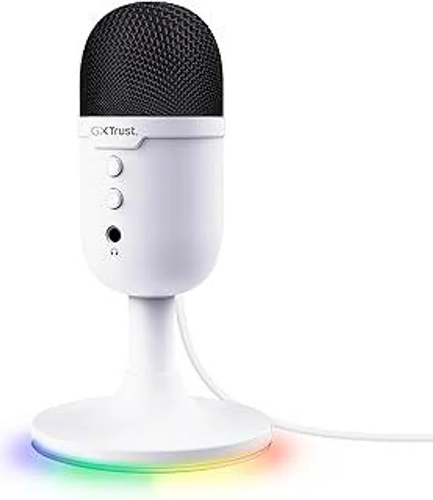 Trust GXT 236W Yami Microfono Gaming USB RGB Bianco per Streaming PC PS5