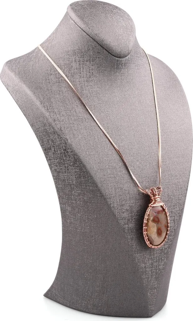 Pendentif Jaspe Naturel Anti-Stress - Collier Unique en Cuivre Artisanal