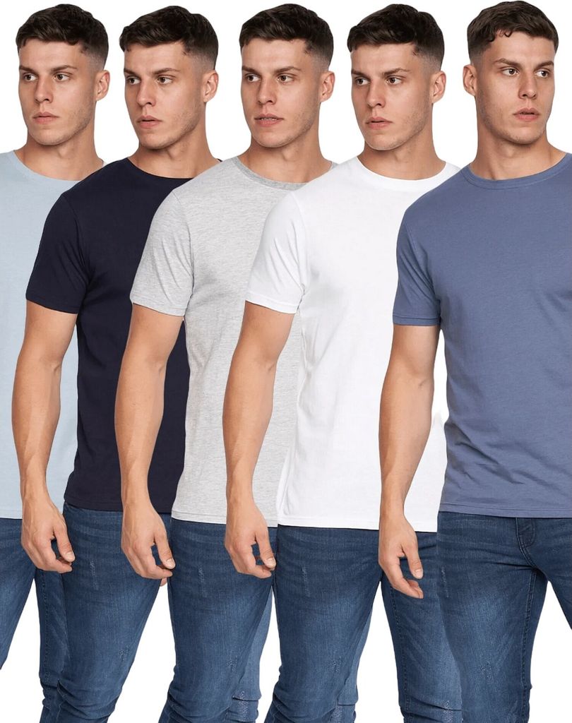 Duck and Cover - "Errington" T-Shirt für Herren (5er-Pack) BG674 (S) (Hellblau/Schwarz/Grau meliert/Weiß/Marineblau)